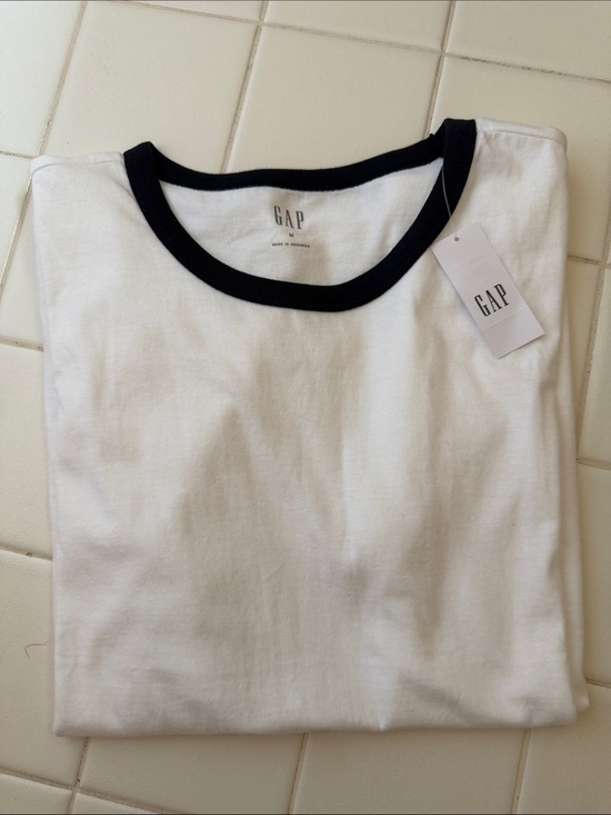 GAP Tops - GAP White Tee with Black Ringer Collar